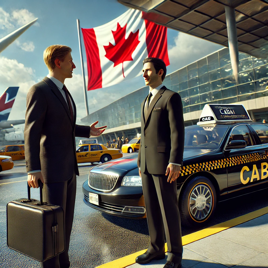 Pearson Airport limo services with chauffeur greeting passengers