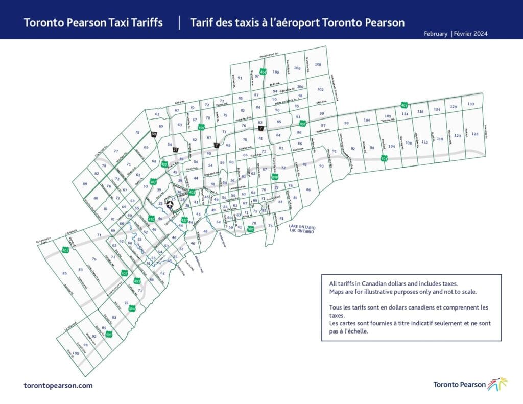 official taxi limo tariff map