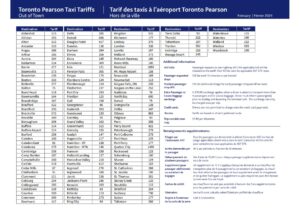 pearson toronto airport taxi and limo tariff map tariff 2