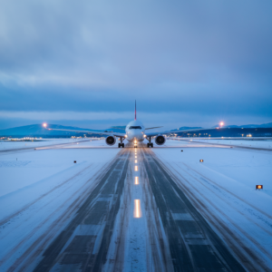 winter holiday travel to pearson airport snow storm and air canada plane