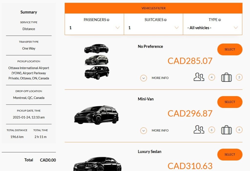 ottawa airport taxi calculaor service